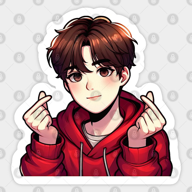 Cool Guy Korean Finger Hearts Kpop Sticker by Plushism